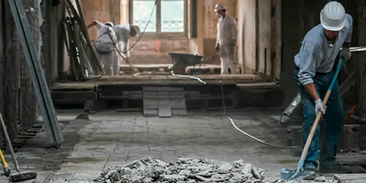 fire damage restoration professionals performing structural cleanup and restoration after a fire in Erie, PA
